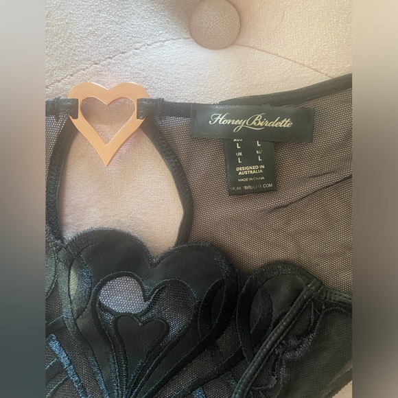 🖤 Honey Birdette 🖤 Rare Black Heart Brief 🖤 NEW! ✨ Never worn! LARGE - Picture 7 of 12